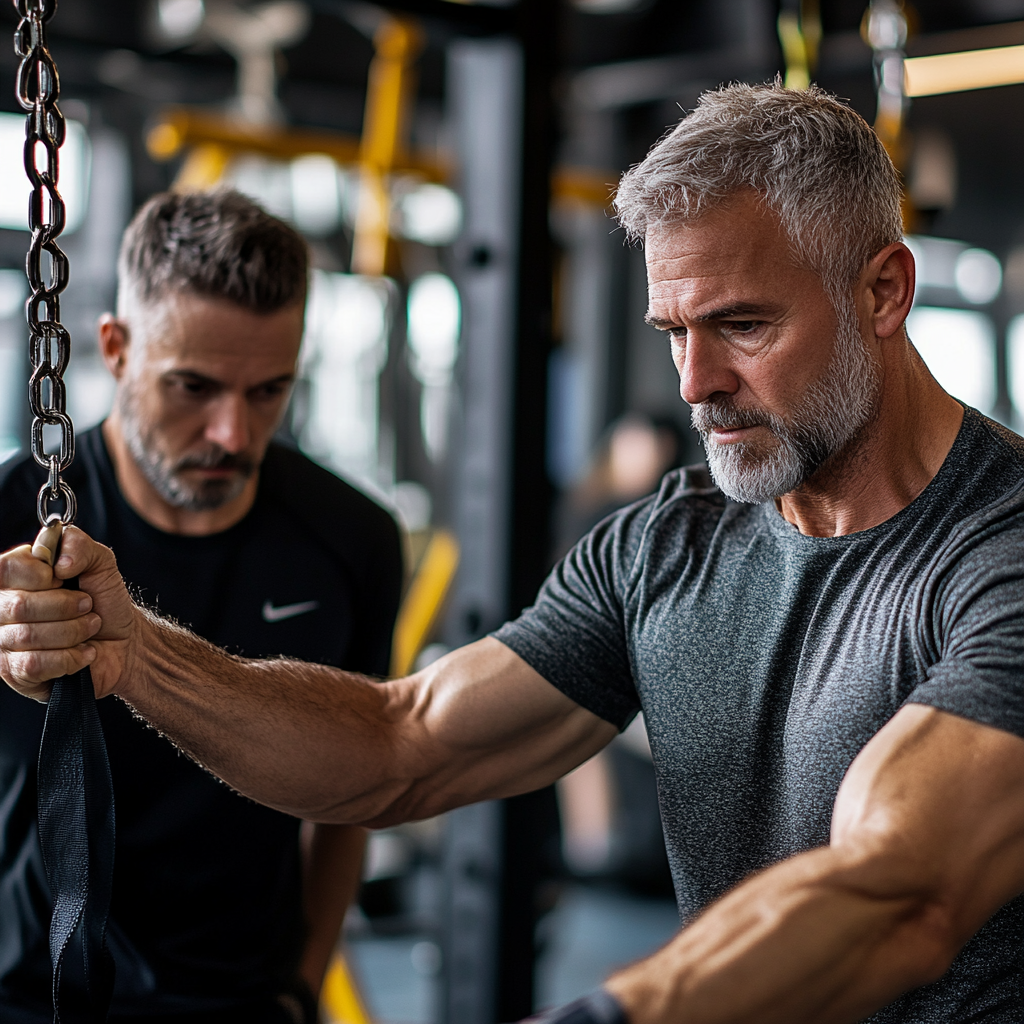 Новачок отримує інструктаж від досвідченого тренера під час безкоштовного пробного заняття